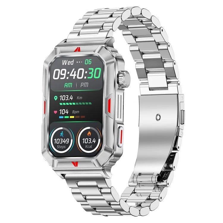 CF26 IP67 Waterproof 1.57-inch Smart Watch Health Monitor Sports Bracelet, Steel Strap