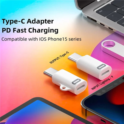 Compatible with iPhone 15 Series 8Pin Female to Type-C Male Adapter 27W PD Fast Charing Adapter with Hook