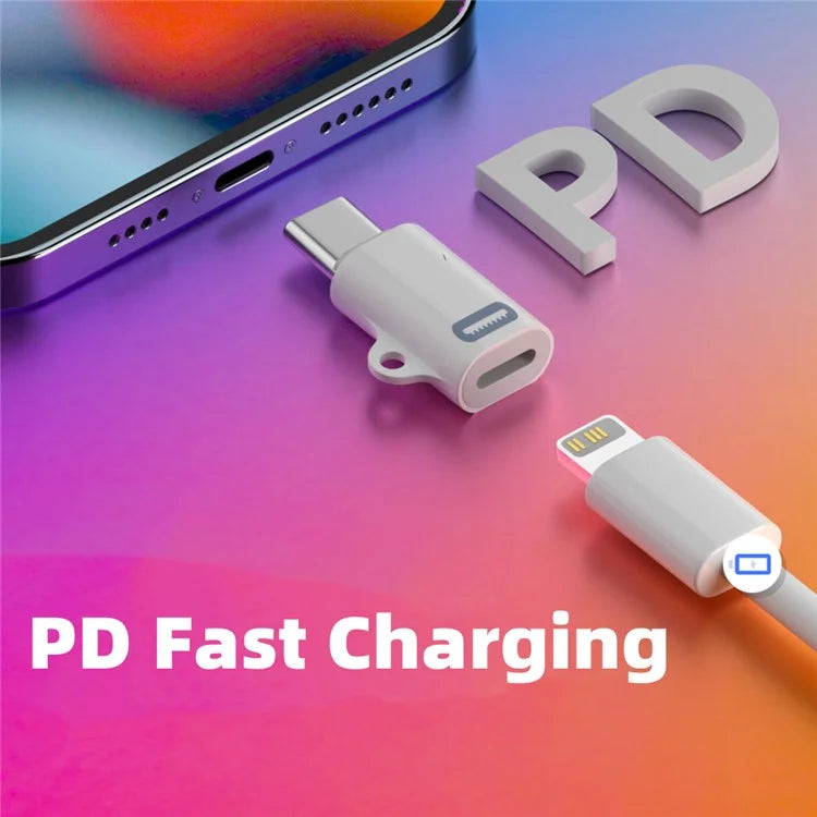 Compatible with iPhone 15 Series 8Pin Female to Type-C Male Adapter 27W PD Fast Charing Adapter with Hook