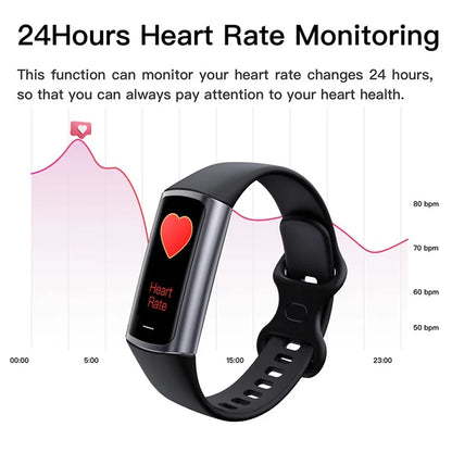 C68L 0.96" Smart Watch with Heart Rate, Temperature Monitoring Message Push Pedometer Sports Bracelet