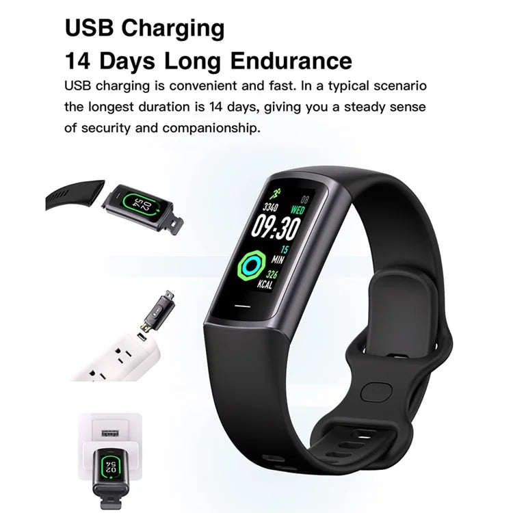 C68L 0.96" Smart Watch with Heart Rate, Temperature Monitoring Message Push Pedometer Sports Bracelet