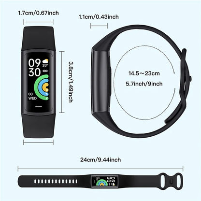 C68L 0.96" Smart Watch with Heart Rate, Temperature Monitoring Message Push Pedometer Sports Bracelet