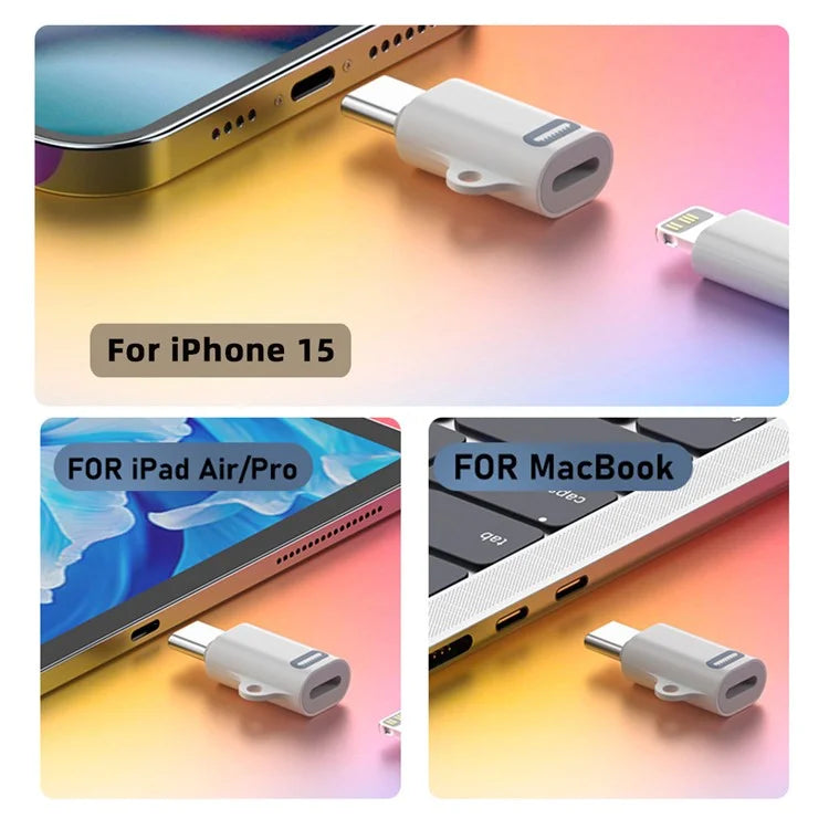 U2-058-LT020 2PCS Type C Male to iP Female 27W Power 480Mbps Data Adapter for iPhone, Android, Tablet