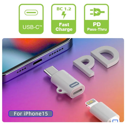 U2-058-LT020 2PCS Type C Male to iP Female 27W Power 480Mbps Data Adapter for iPhone, Android, Tablet