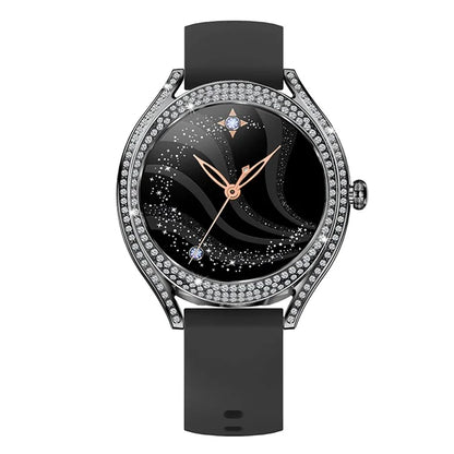 V66 1.28 Inch HD Screen Women Smart Watch Heart Rate Monitor Bracelet with Zircon Decor, Silicone Strap