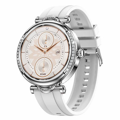 CF32 1.27-inch Wrist Bracelet Women Health Monitor Rhinestone Decor Smart Watch, Silicone Strap