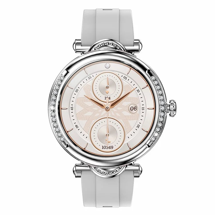 CF32 1.27-inch Wrist Bracelet Women Health Monitor Rhinestone Decor Smart Watch, Silicone Strap