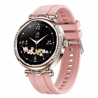 CF32 1.27-inch Wrist Bracelet Women Health Monitor Rhinestone Decor Smart Watch, Silicone Strap