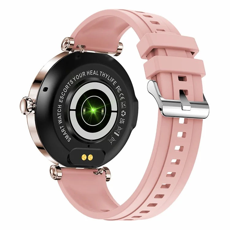 CF32 1.27-inch Wrist Bracelet Women Health Monitor Rhinestone Decor Smart Watch, Silicone Strap