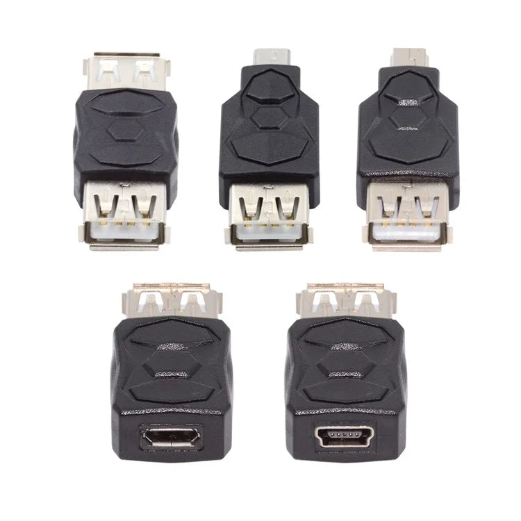 U2-006-AF 5Pcs Micro USB 2.0 OTG Mini USB 5Pin Type-A Male to Female Data Charge Adapter