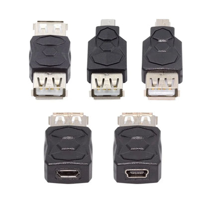 U2-006-AF 5Pcs Micro USB 2.0 OTG Mini USB 5Pin Type-A Male to Female Data Charge Adapter
