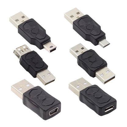 U2-006-AM 6Pcs Type-A Micro USB 2.0 Mini USB 5Pin Male to Female Extension Data Power Adapter