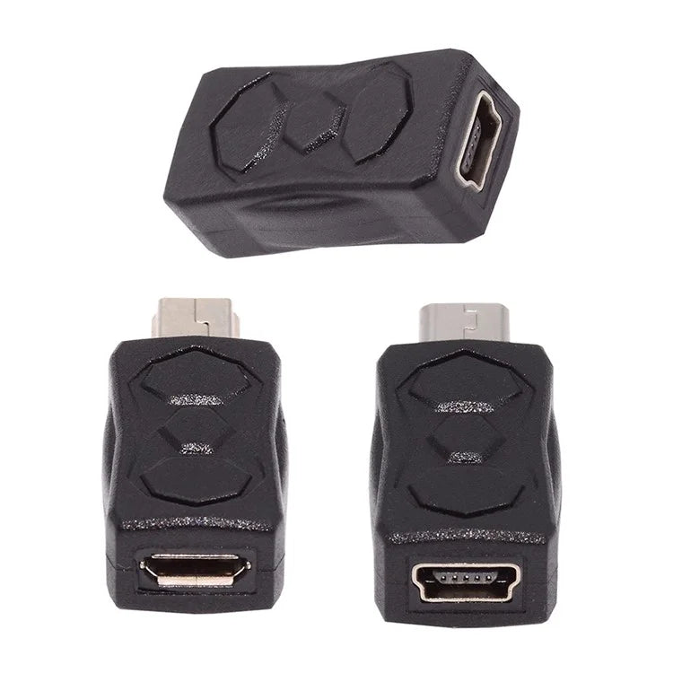 U2-006-MM 3Pcs Micro USB 2.0 to Mini USB 5Pin Male to Female Extension Data Power Adapter