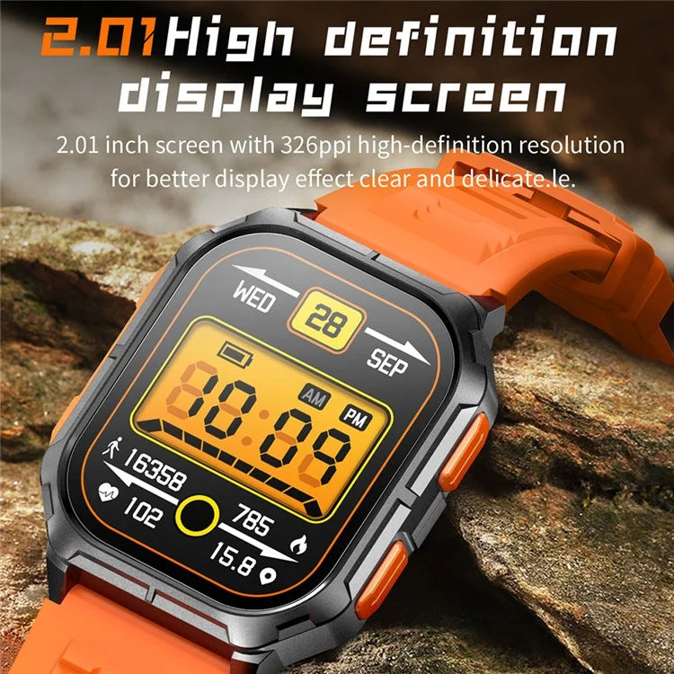 D28A 2.01" HD Screen Smart Watch 8763E IP68 Waterproof Sports Bracelet with Heart Rate Monitoring