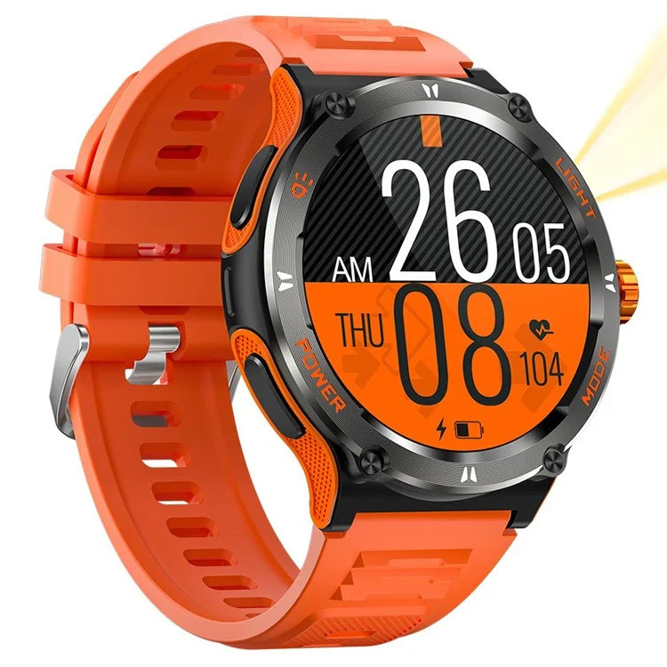 KT70 1.53" HD Screen Smart Watch Outdoor Strong Light Lamp Compass Bluetooth Call Fitness Bracelet