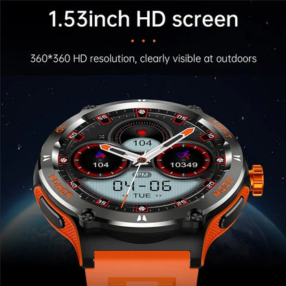 KT70 1.53" HD Screen Smart Watch Outdoor Strong Light Lamp Compass Bluetooth Call Fitness Bracelet