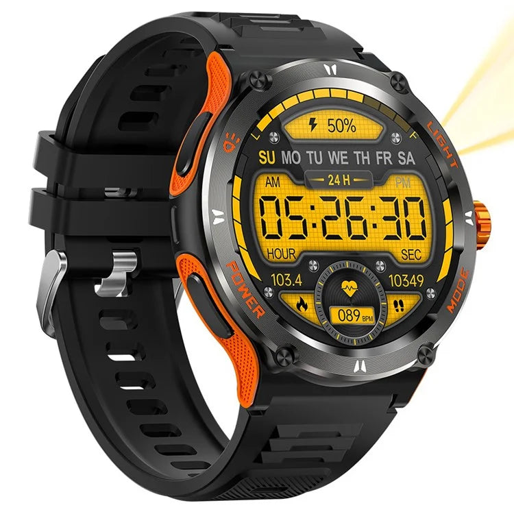 KT70 1.53" HD Screen Smart Watch Outdoor Strong Light Lamp Compass Bluetooth Call Fitness Bracelet