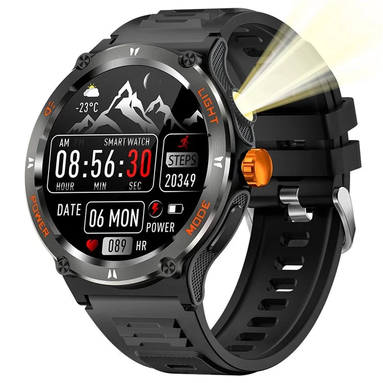 KT70 1.53" HD Screen Smart Watch Outdoor Strong Light Lamp Compass Bluetooth Call Fitness Bracelet
