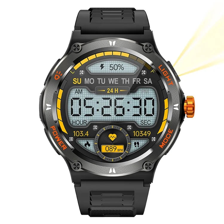 KT70 1.53" HD Screen Smart Watch Outdoor Strong Light Lamp Compass Bluetooth Call Fitness Bracelet