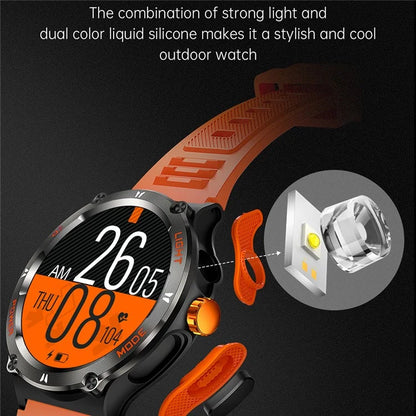 KT70 1.53" HD Screen Smart Watch Outdoor Strong Light Lamp Compass Bluetooth Call Fitness Bracelet