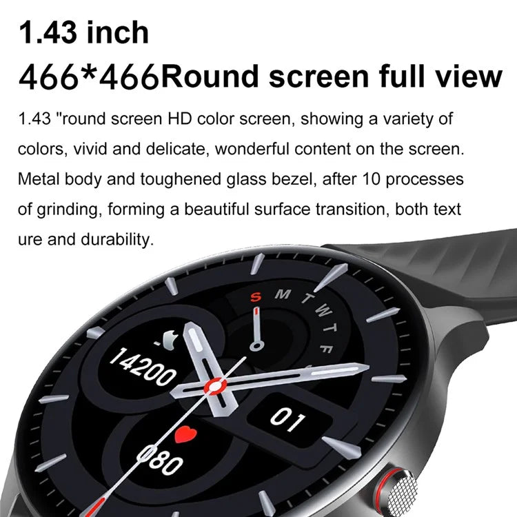 YK02 1.43-inch AMOLED Touch Screen Bluetooth Call Heart Rate Blood Pressure Monitor Sports Wristband