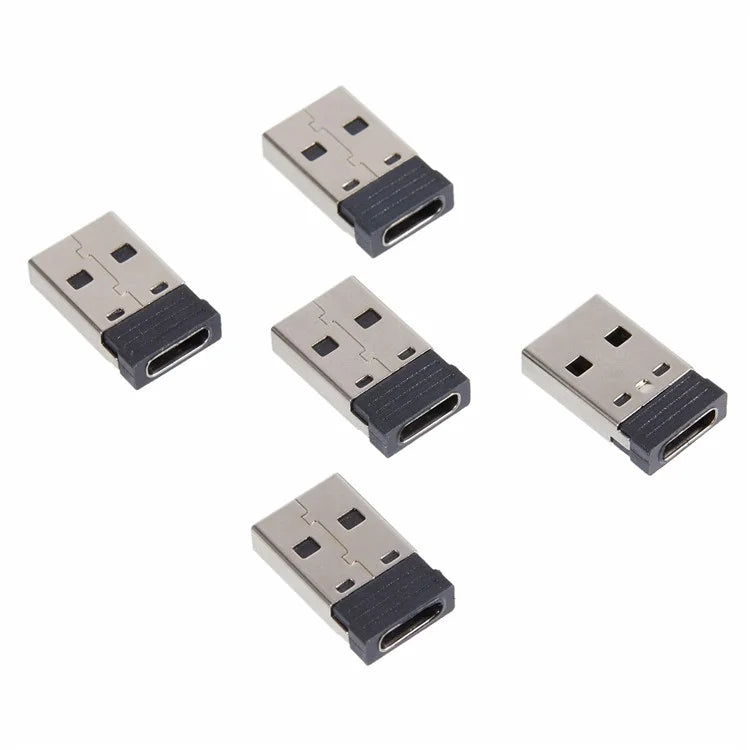 UC-167-BK 5Pcs USB-C Female to USB-A 2.0 Male 480Mbps Data Transfer Charging Adapter