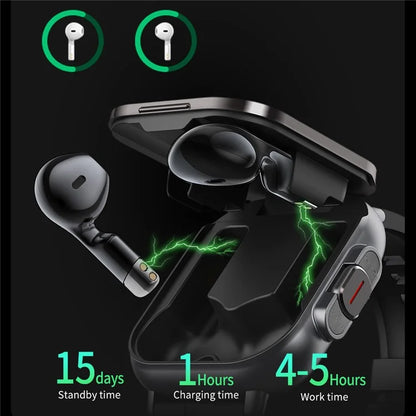 D8 2 in 1 Bluetooth Earphone Smart Watch Health Monitor Fitness Tracker Wristband, Silicone Strap