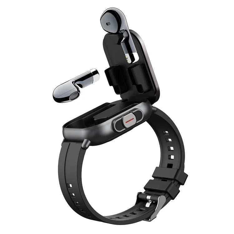 D8 2 in 1 Bluetooth Earphone Smart Watch Health Monitor Fitness Tracker Wristband, Silicone Strap