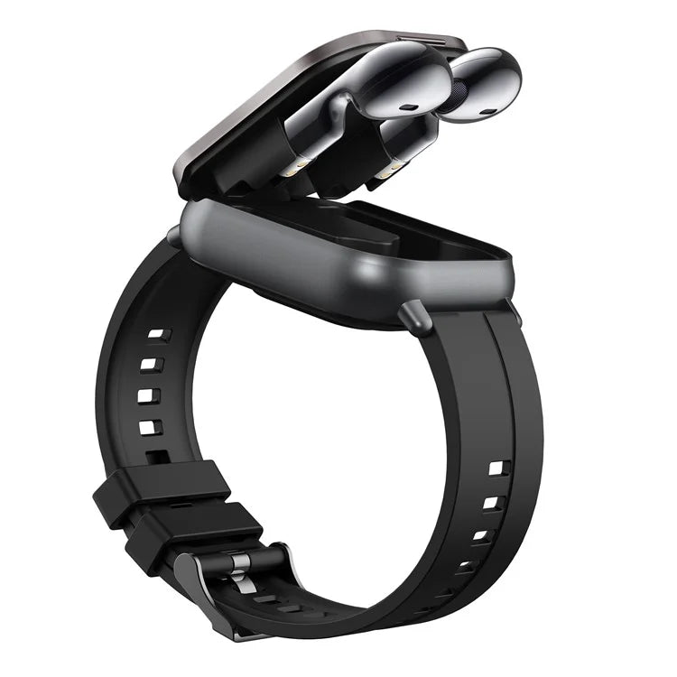 D8 2 in 1 Bluetooth Earphone Smart Watch Health Monitor Fitness Tracker Wristband, Silicone Strap