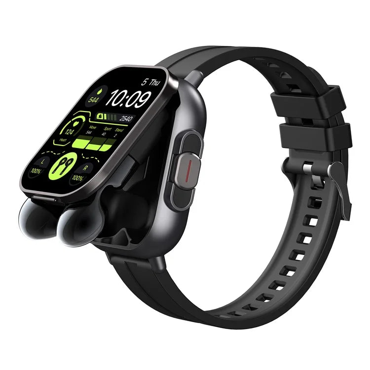 D8 2 in 1 Bluetooth Earphone Smart Watch Health Monitor Fitness Tracker Wristband, Silicone Strap