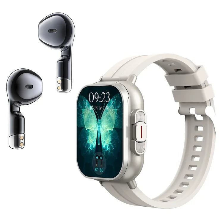 D8 2 in 1 Bluetooth Earphone Smart Watch Health Monitor Fitness Tracker Wristband, Silicone Strap