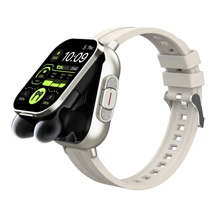 D8 2 in 1 Bluetooth Earphone Smart Watch Health Monitor Fitness Tracker Wristband, Silicone Strap