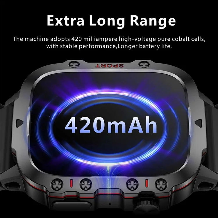 QX11 1.96-inch Display Smart Watch Bluetooth Talk Outdoor Waterproof Anti-Drop Sports Bracelet for Men