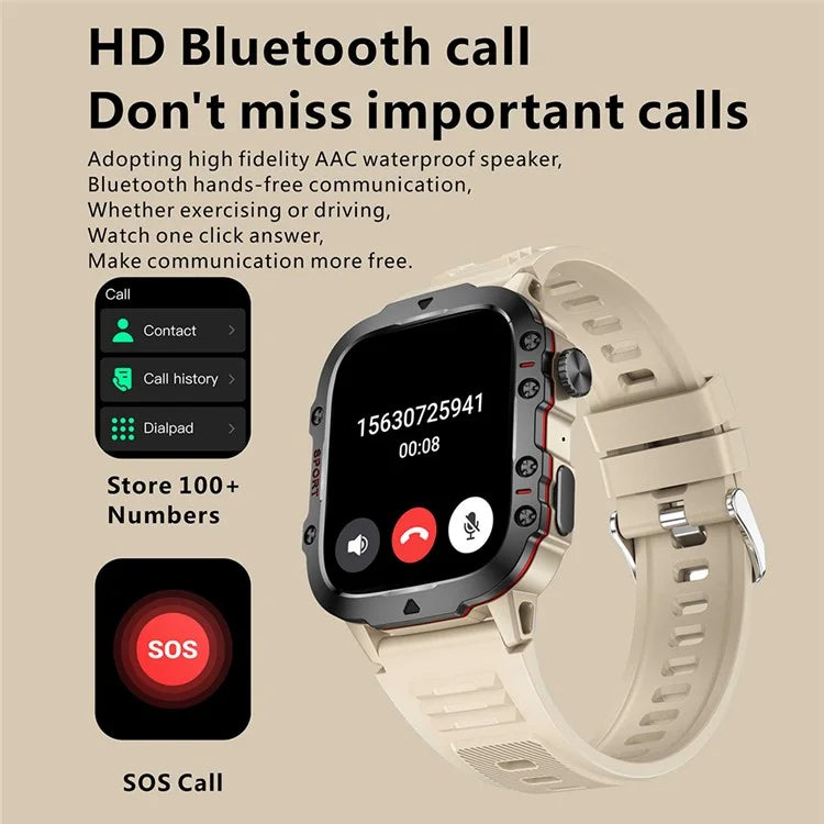 QX11 1.96-inch Display Smart Watch Bluetooth Talk Outdoor Waterproof Anti-Drop Sports Bracelet for Men