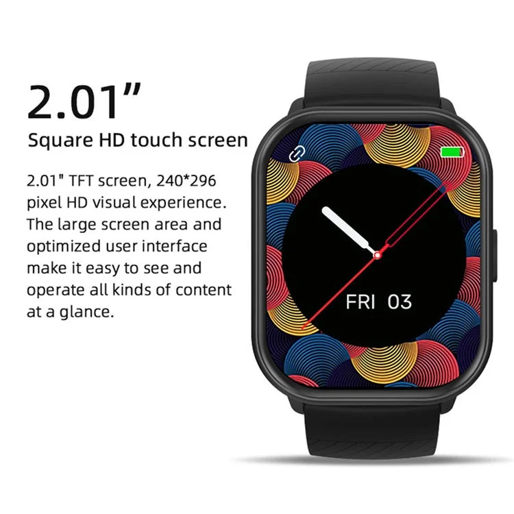 ZL99J 2.01" Square HD Touch Screen Sports Wristband Heart Rate Monitor Bluetooth Call Smart Watch