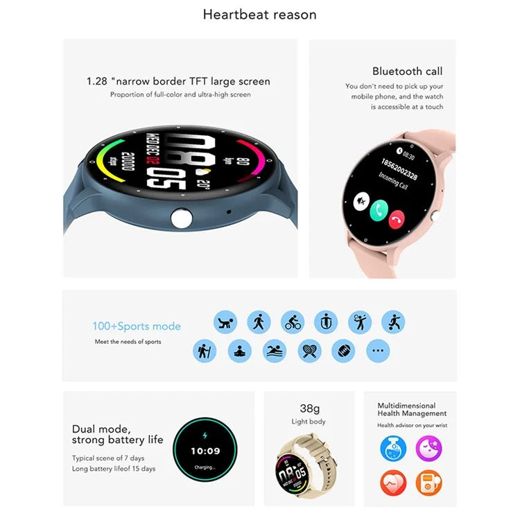 ZL02CPRO 1.28 Inch Heart Rate Monitor Multiple Sports Mode Smart Watch