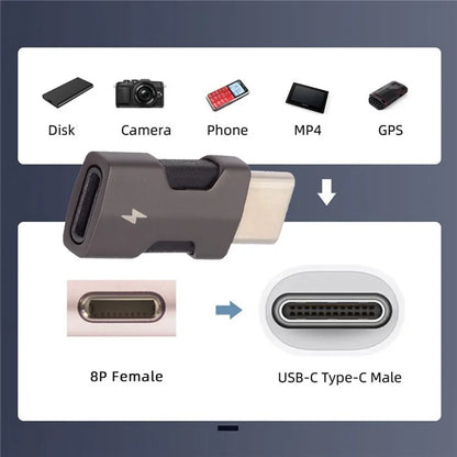 U2-058-LT021 2Pcs / Set USB-C Male to 8P Female Adapter 480Mbps Data Transfer (Gold+Dark Grey)