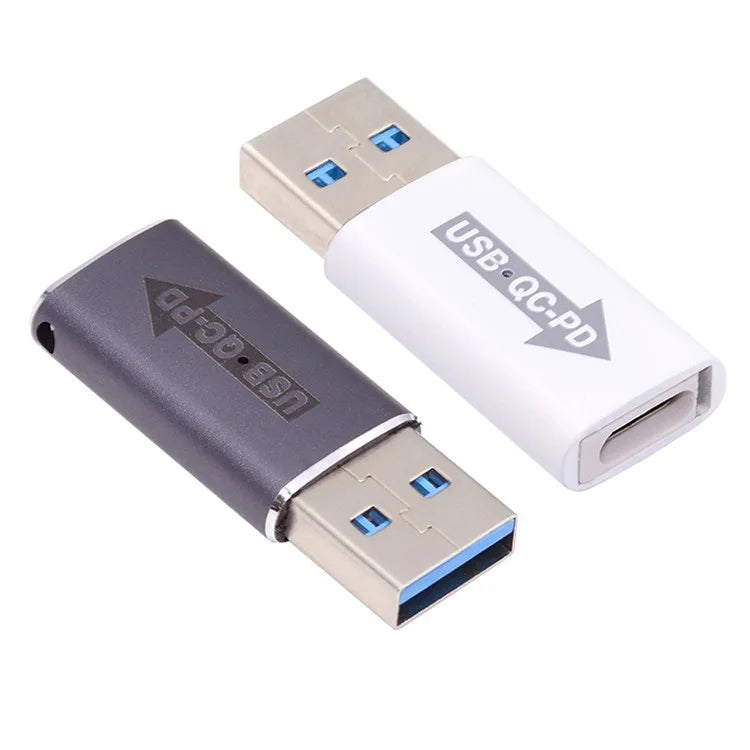 UC-167-QC 2PCS USB 2.0 QC Male to PD Type-C Female Adapters with LED Light