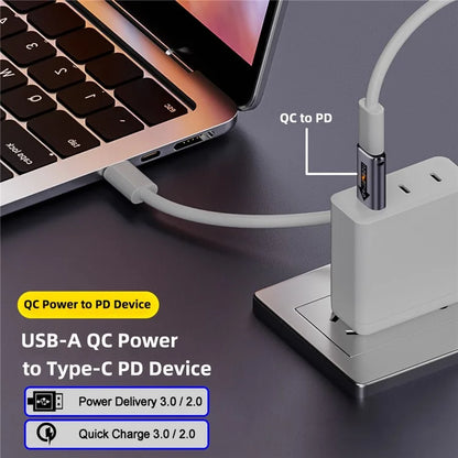 UC-167-QC 2PCS USB 2.0 QC Male to PD Type-C Female Adapters with LED Light
