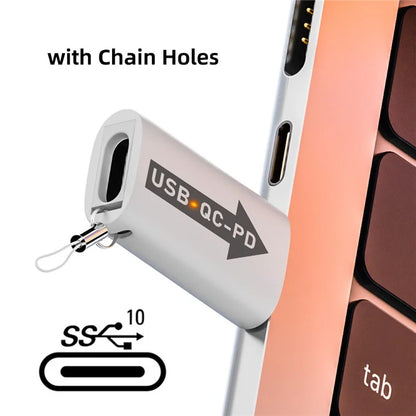 UC-167-QC 2PCS USB 2.0 QC Male to PD Type-C Female Adapters with LED Light