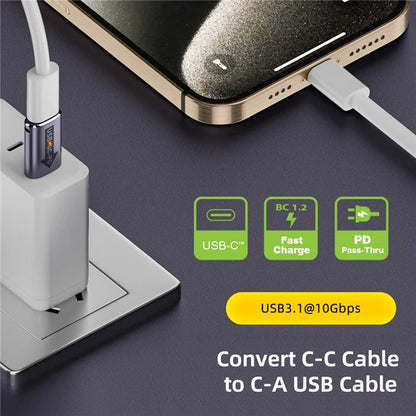 UC-167-QC 2PCS USB 2.0 QC Male to PD Type-C Female Adapters with LED Light