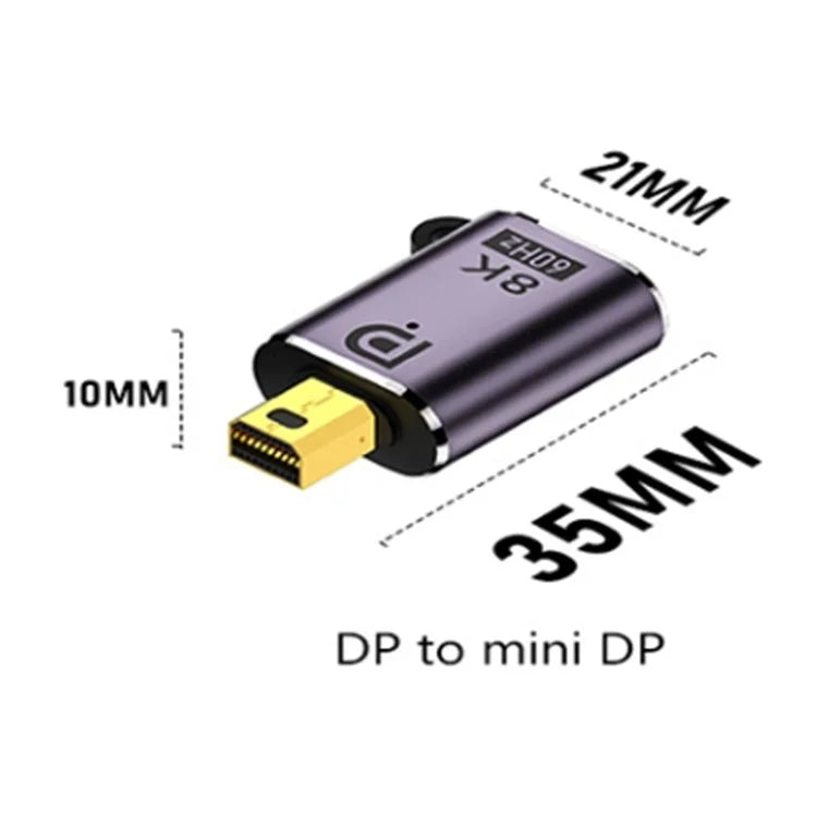 Mini DP Male Adapter to DP 1.4 Female Converter Support 8K HD Video Data Transmission