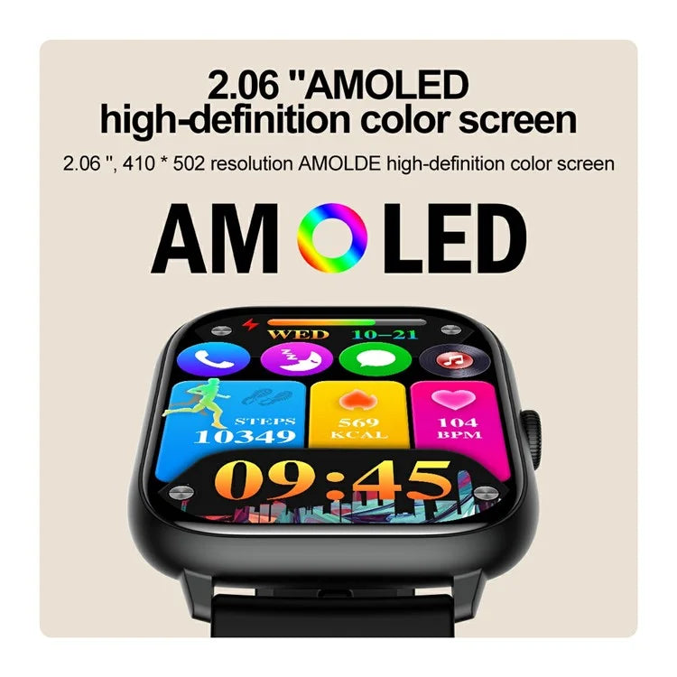 T22 2.06" AMOLED Screen Smart Watch with Bluetooth Calling, Encoder, Multi-Mode Sports