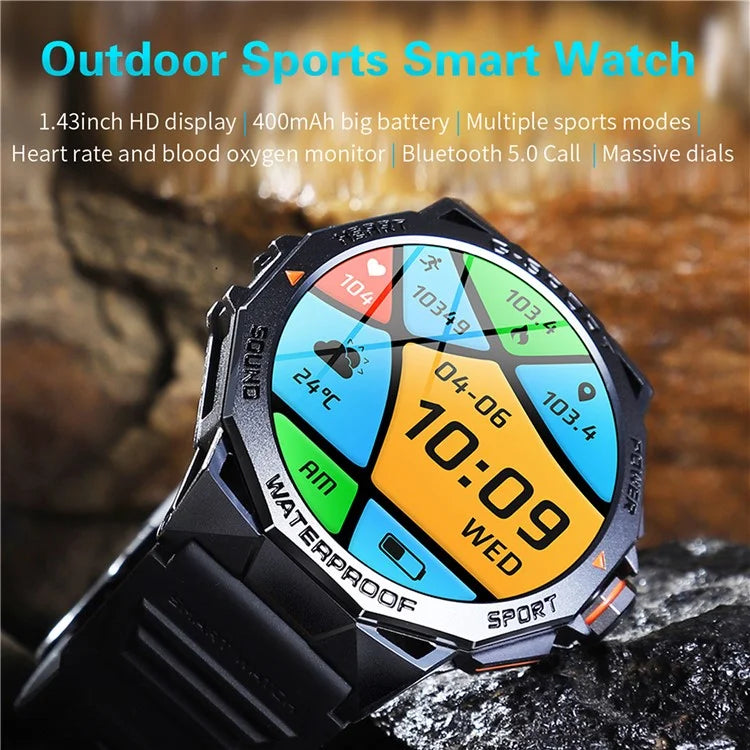 K62 1.43-inch AMOLED Screen Bluetooth Call Smart Watch with Multi Sports Modes