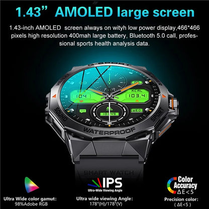 K62 1.43-inch AMOLED Screen Bluetooth Call Smart Watch with Multi Sports Modes