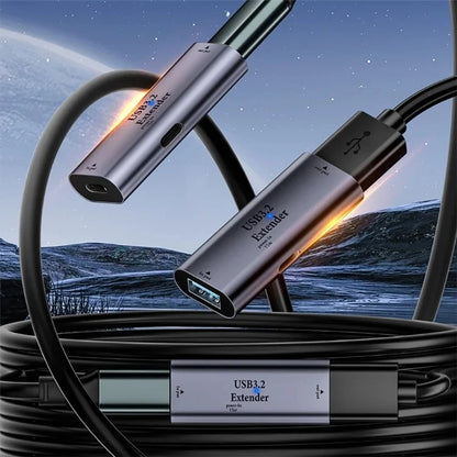 10m Transmission Type-C to USB Signal Amplifier 15W Power Supply Extender