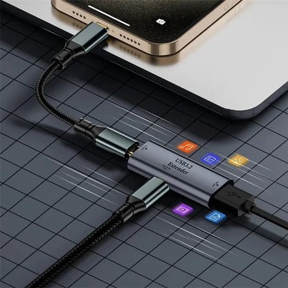 10m Transmission Type-C to USB Signal Amplifier 15W Power Supply Extender