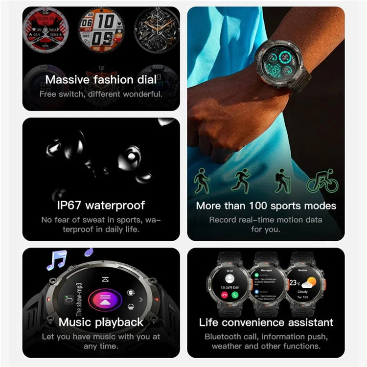 S100 1.45-inch Display Bluetooth Call Fitness Smart Watch with Light