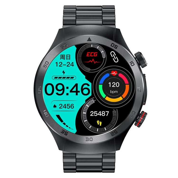 E800 1.43’’ AMOLED Display Smart Watch with Steel Strap IP68 Waterproof Sport Watch