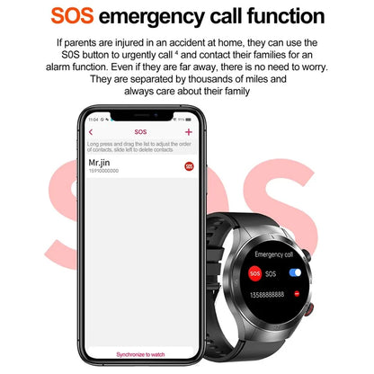 E800 SOS Emergency Call Watch IP68 Waterproof ECG Health Monitor Smart Bracelet (Nylon Strap)